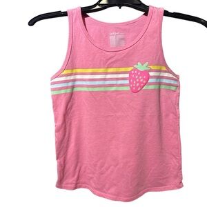 3/$20 Cat & Jack Girls Pink Strawberry Tank Top Size L 10/12 Fun Colorful Summer